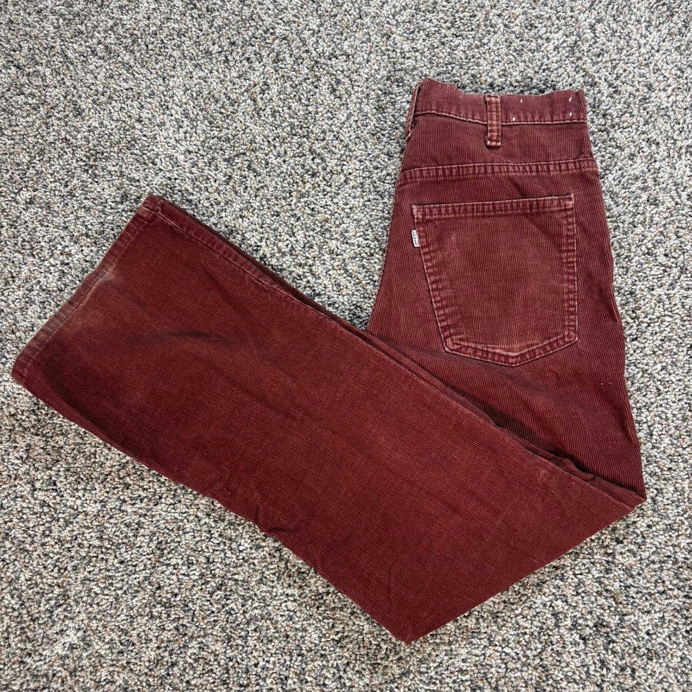Vintage Levi's 646 Womens 28x30 Corduroy Pants Burgundy Maroon White Tab Bootcut